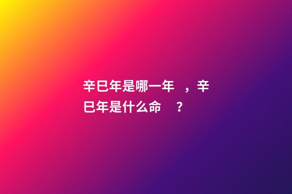 辛巳年是哪一年，辛巳年是什么命？